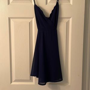 Kimchi Blue Blue Mini Dress Scallopped V-Cut Size Small